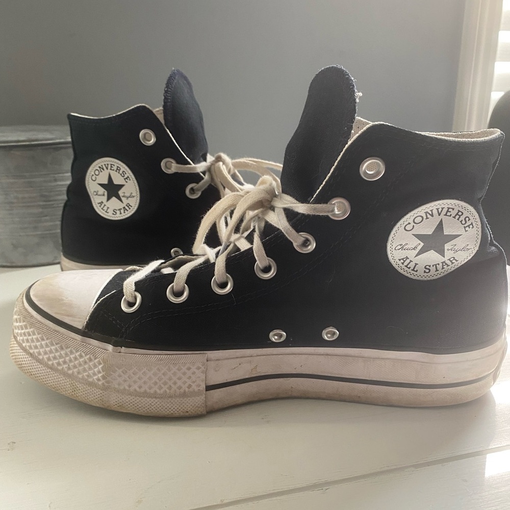 Converse Black and White Platform Sneakers